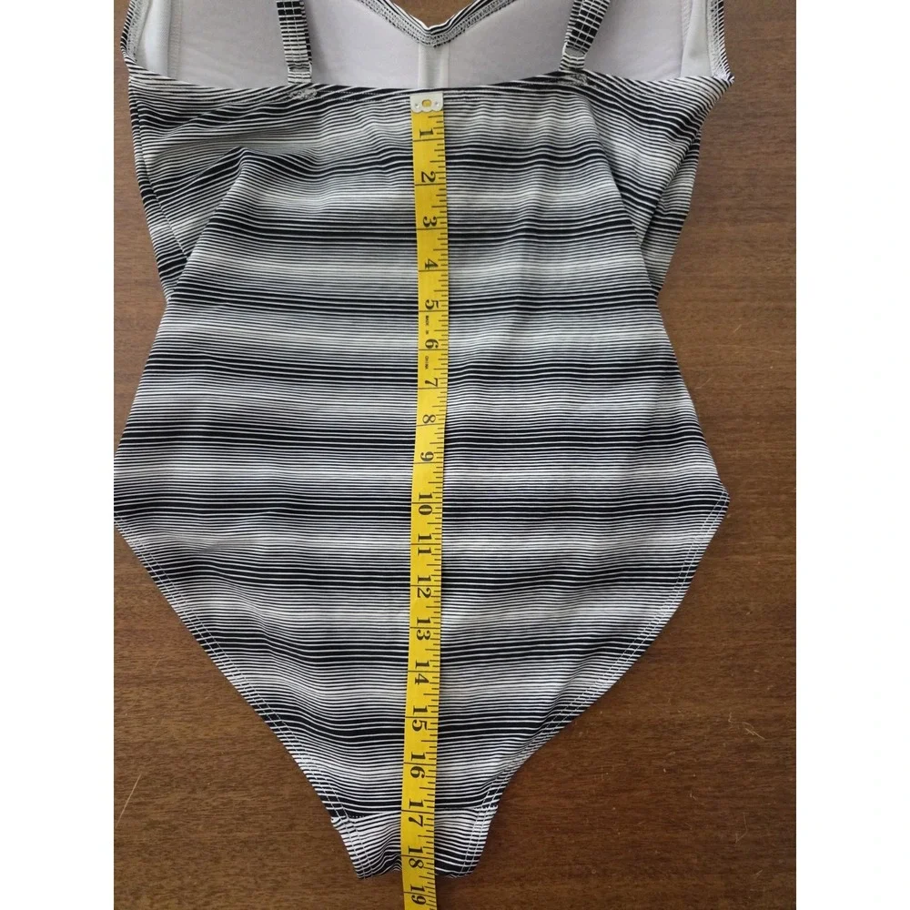 Bond-eye Australia One Piece  Ruched Swimsuit Us Sz 10 Black And‎ White Striped